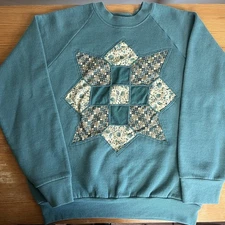 Vintage 90s crewneck sweatshirt quilt grandma core cabin core made in usa sz M