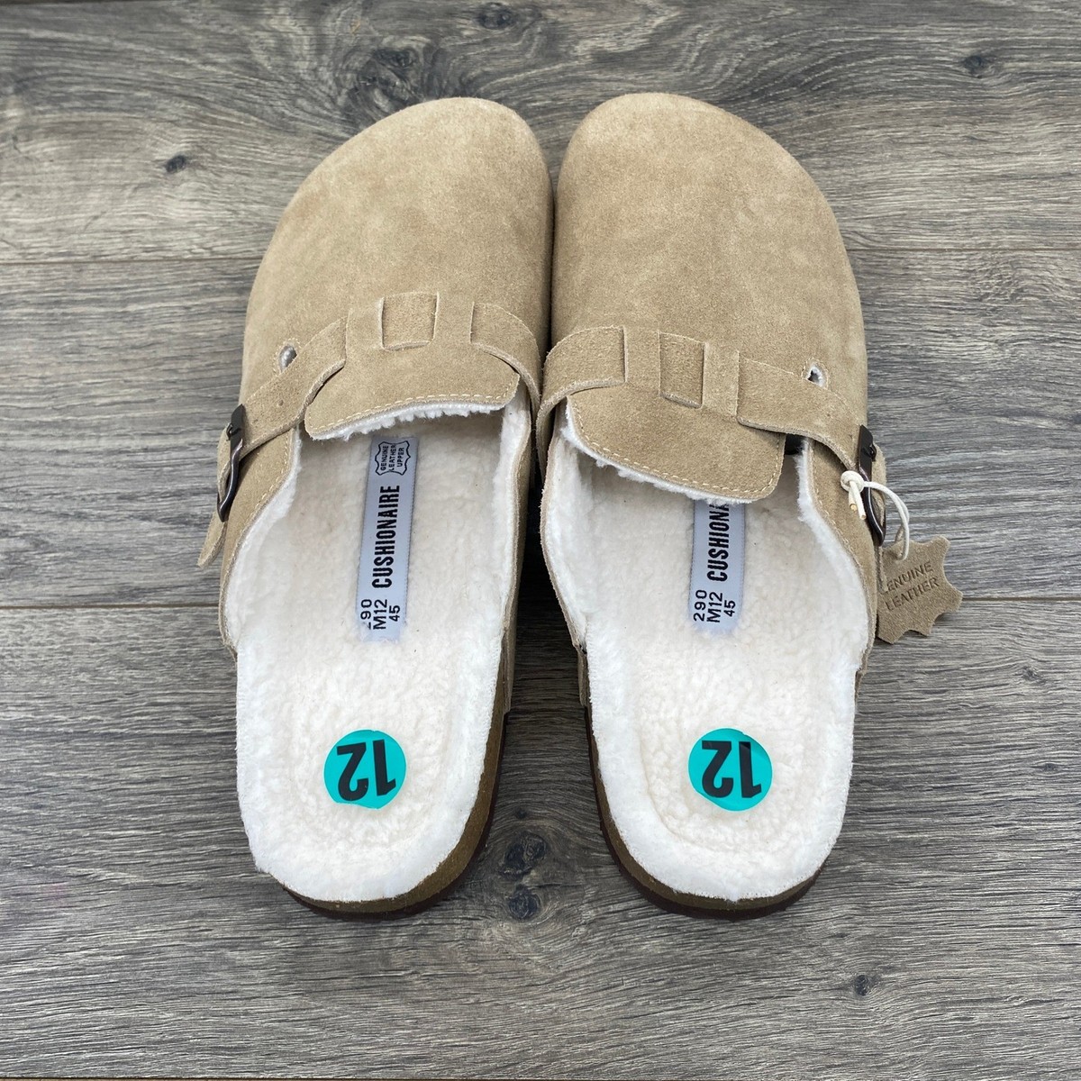 Cushionaire Women Suede Leather Shearling Lined Clogs Tan  display picture 2