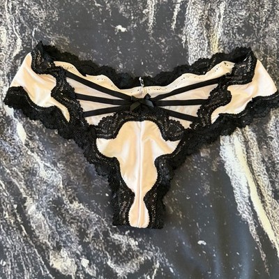 Victoria's Secret Satin and Lace Cage Back Cheeky Panty Size M NWOT