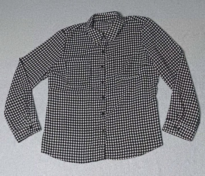 Covington Long Sleeve Houndstooth Button Up Womens Size Large Black And White...