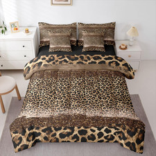 Leopard Print Comforter Set with Sheets - 7 Piece Queen Bedding Set