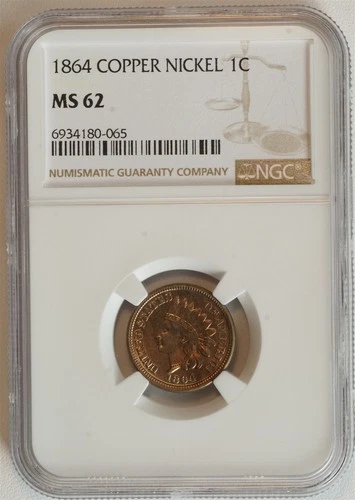 1864 Indian Head Copper Nickel Small Cent MS 62 NGC 1C