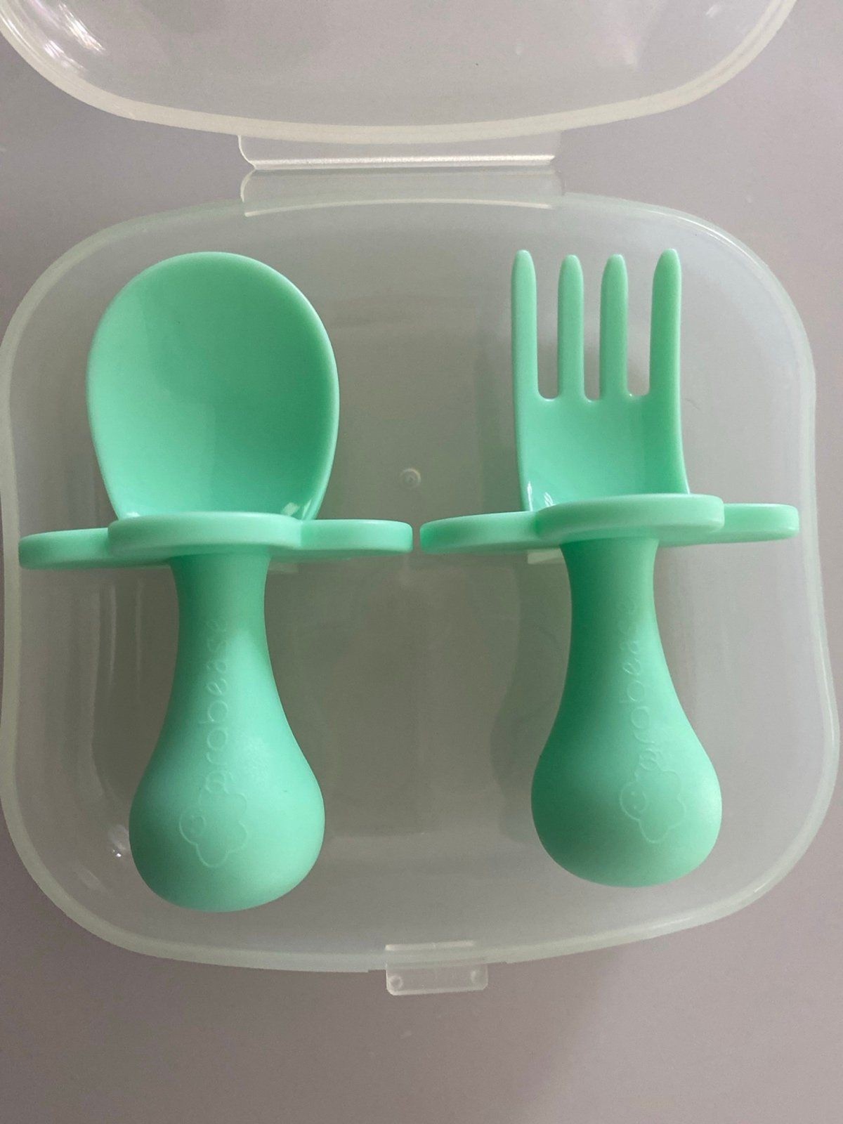 Grabease Toddler Utensil Set – Spoon & Fork with Case – Teal