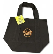 FREE SHIP Trader Joes Trick Or Treat Mini Canvas Tote Bag Halloween Black Orange