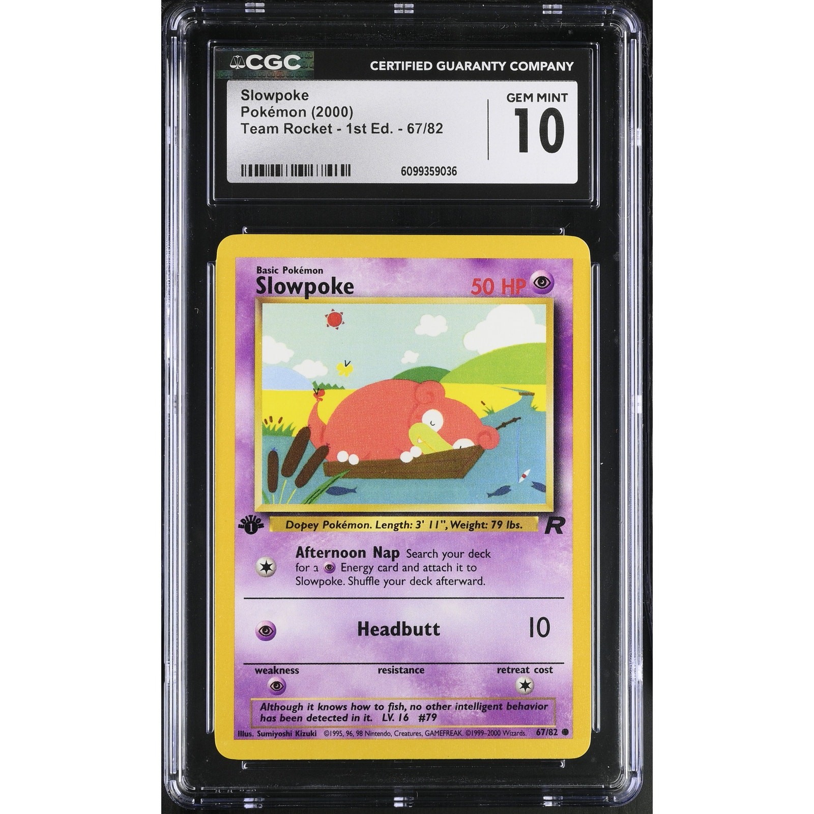 CGC 10 GEM MINT Slowpoke 1st Edition 67/82 Pokémon Team Rocket Non Holo (PSA)