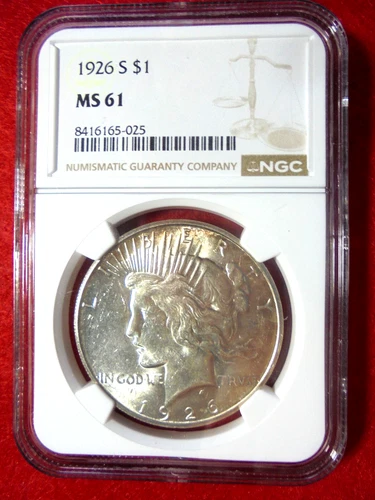 1926-S Peace Dollar NGC MS61  Solid Coin for the Grade Sharp Eye Appeal