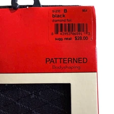 Spanx Tight End Bodyshaping Tights, Diamond Foil Patterned Black, Size B, NWT