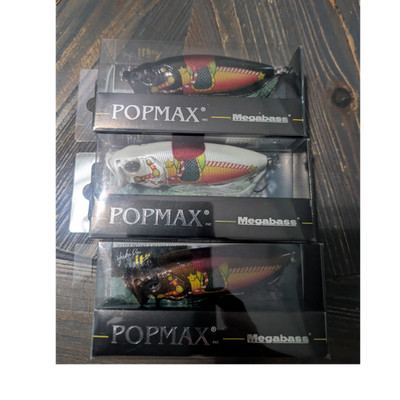 Megabass POP MAX SP-C Kazariuma Topwater Lure Set 3 Pack Black White Brown 1/2oz