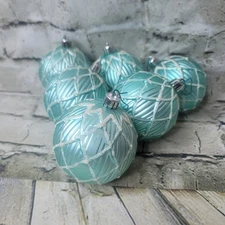 Vickerman 3.5" 6  Round Blue & Sliver Glitter Glass Christmas Ornament