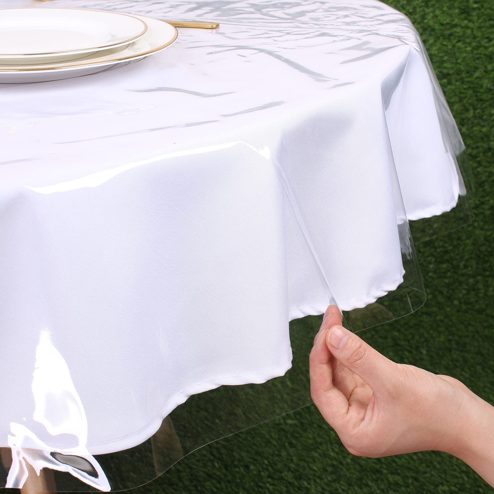 60 inch Round Clear Plastic Table Cloth Protector 100% Water