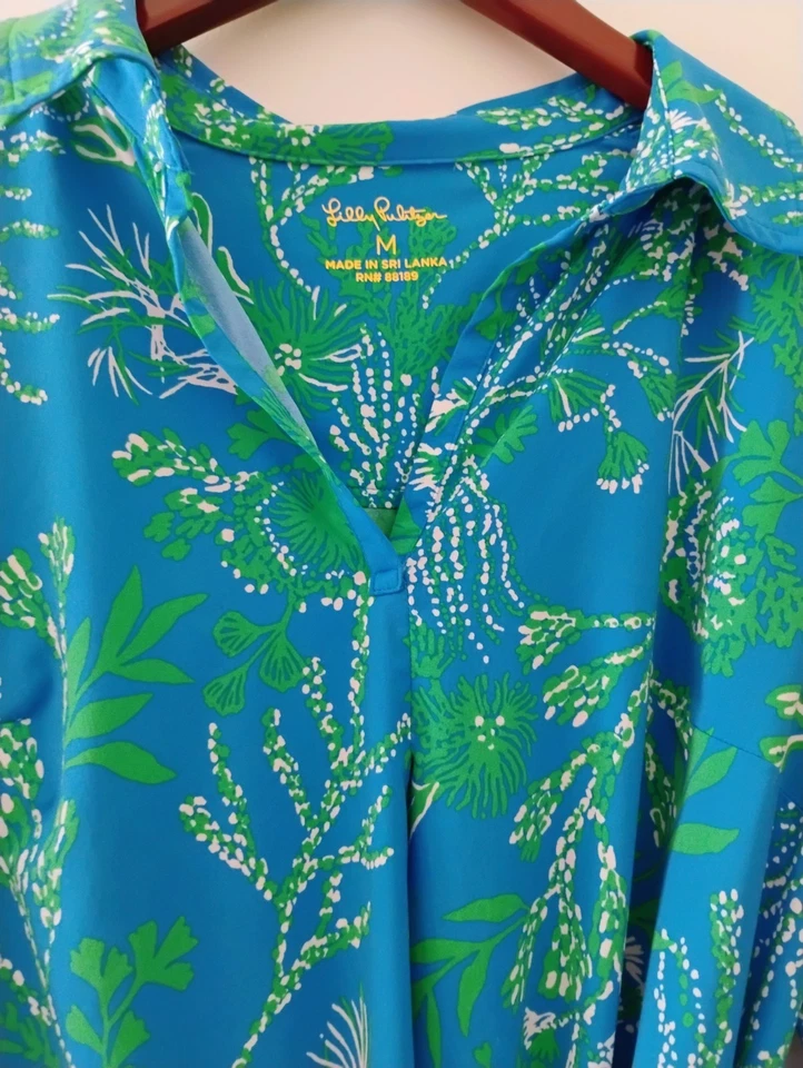 Lilly Pulitzer Natalie Shirt Dress Collard Cumulus Blue Chick Magnet Med - Image 3 of 4