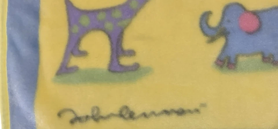 Vintage Carter's John Lennon "Real Love" Animals Plush Soft Fleece Baby Blanket - Image 2 of 4