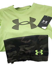 Boys Kids Youth Under Armour shorts Shirt Set NEW Size 4 Quirky Lime