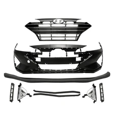 Front Bumper Cover Set W/Grill Lamp For 2019 2020 Hyundai Elantra Sedan Not Fold