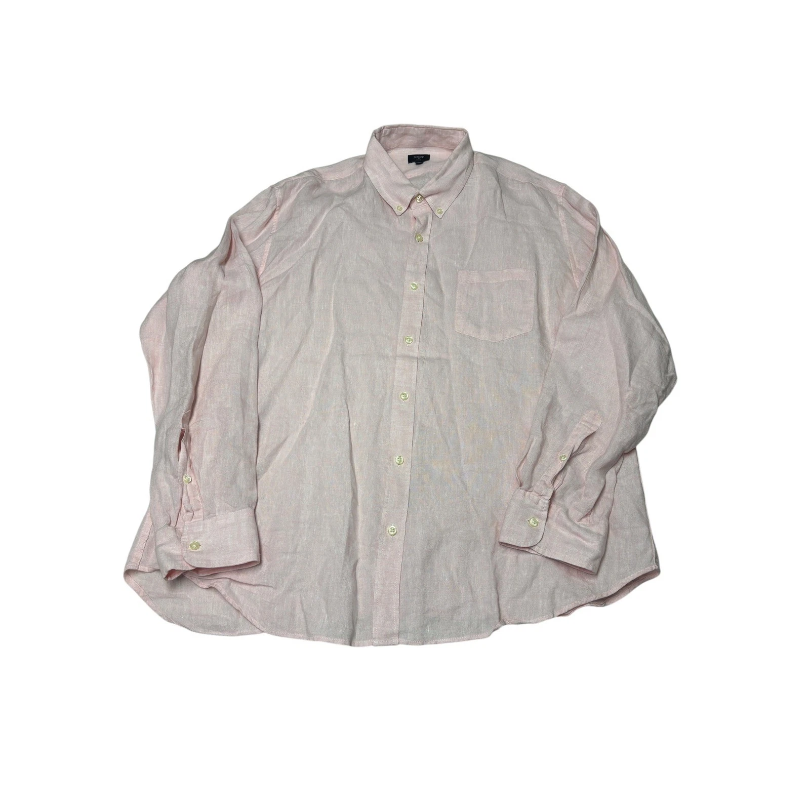 J.Crew Mens Light Pink 100% Linen Long Sleeve Button Down Shirt F1823 XXL