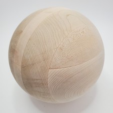 9" Sculptural Turned Natural Hardwood Sphere Minimalist Geometric Decor