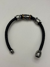 Black Braided Leather Bracelet with stainless accents magnetic clasp