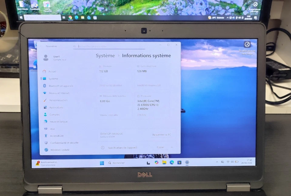 Dell Latitude E5470 · i5-6300U · 8GB · 120GB, photo 3 sur 5