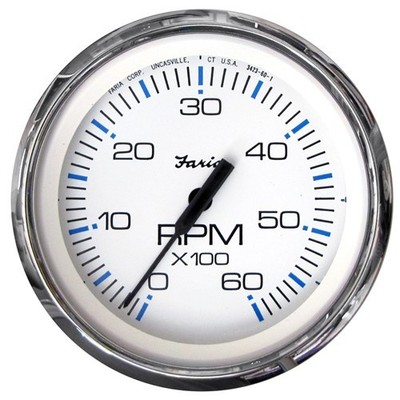 Faria Beede Instruments Chesapeake White Ss 4'' Tachometer - 6000 Rpm (Gas) (Inbo