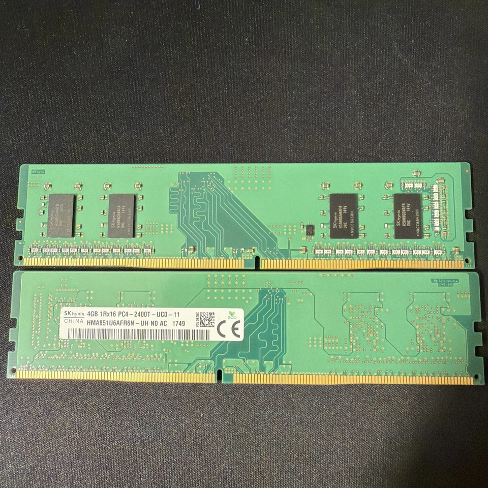 (Juego de 8 GB) SK Hynix 4GB 1Rx16 PC4-2400T DIMM RAM HMA851U6AFR6N-UH DDR4 Foto 2 de 3