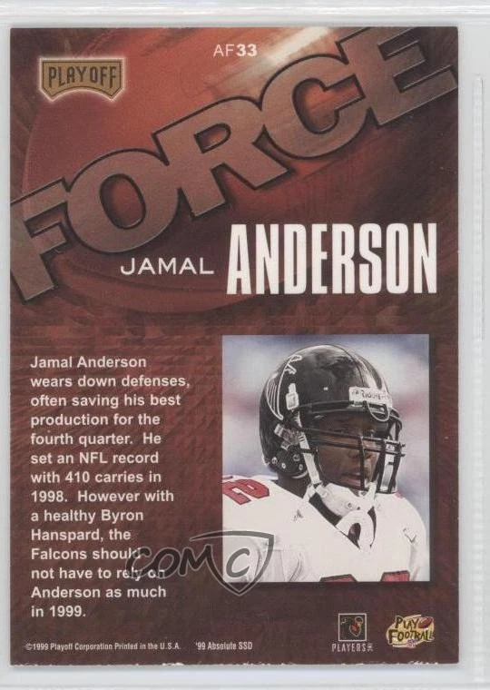 1999 Playoff Absolute SSD Force Jamal Anderson #AF33 - Image 2 of 2