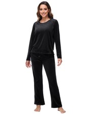 Womens Velour Sweatsuit, 2 Pieces Velour Tracksuit Jogging Lounge Pajama Set ...
