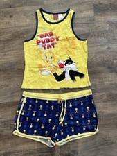 Vintage Looney Tunes Tweety Bird Pajama Sleepwear Set Tank Top Shorts 2XL