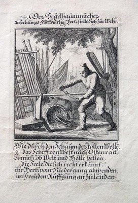 Berufe Der Segelbaummacher Original Kupferstich von C. Weigel um 1700.
