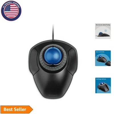 Compact Wired Trackball Mouse with Personalized Settings & Ergonomic Support
