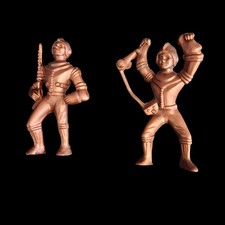 Vintage Copper Tone Astronaut Space Explorer Figures Pair Retro Sci Fi