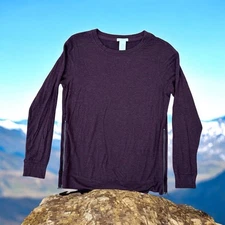 Matty M Women’s Burgundy Long Sleeve Sweater With Side Zippers Size S