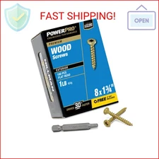 Power Pro Premium Exterior Wood Screws, #8 x 1-3/4"Inch All-Purpose Deck Screws 