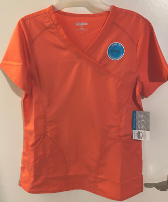SCRUBSTAR SOLID CORAL RUSH SCRUB TOP-XS ***BRAND NEW WITH TAGS***