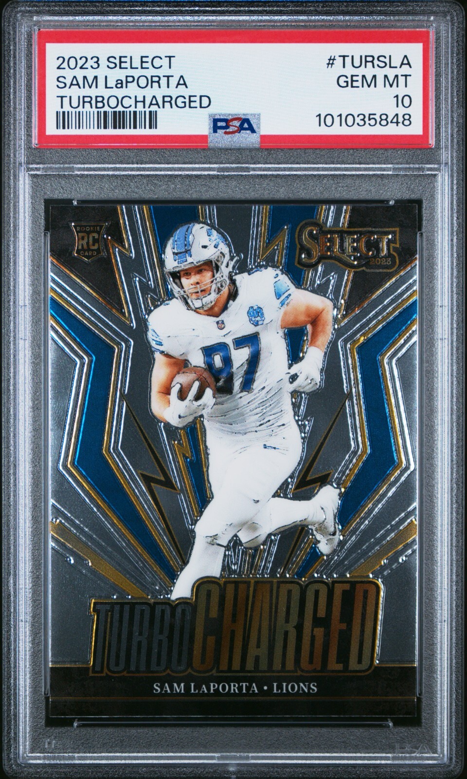 Sam LaPorta 2023 Panini NFL Select Rookie "Turbocharged" - PSA 10 - GEM MINT