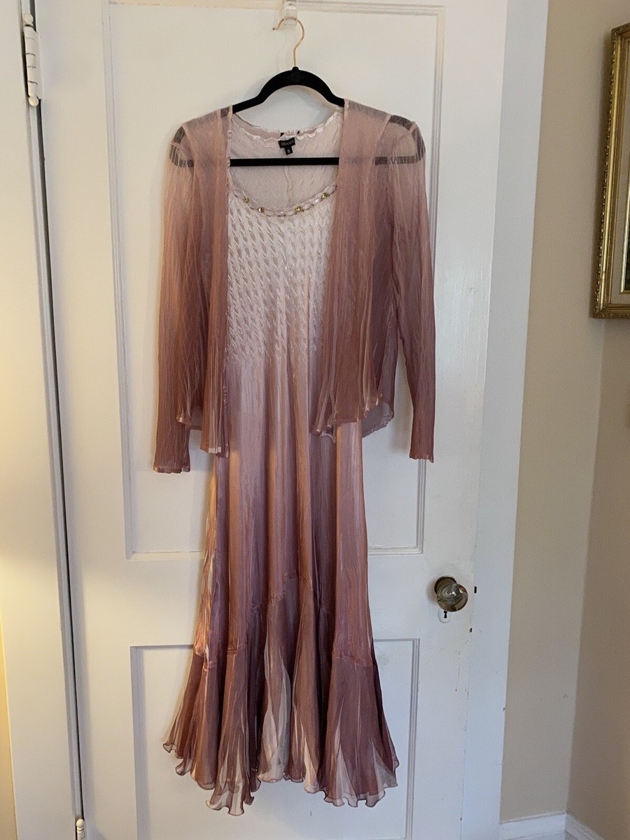 Komarov Stunning 2 Pc Mauve Ombre A-line Charmeuse Dress and Jacket, Size S  | eBay