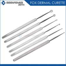 6 Fox Dermal Curettes Surgical ENT Medical Instruments 1,2, 3, 4, 5,6 mm
