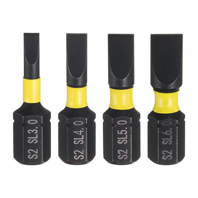 SL3/SL4/SL5/SL6 Magnetic Slotted Screwdriver Bit 1/4'' Hex Shank Industrial Bits
