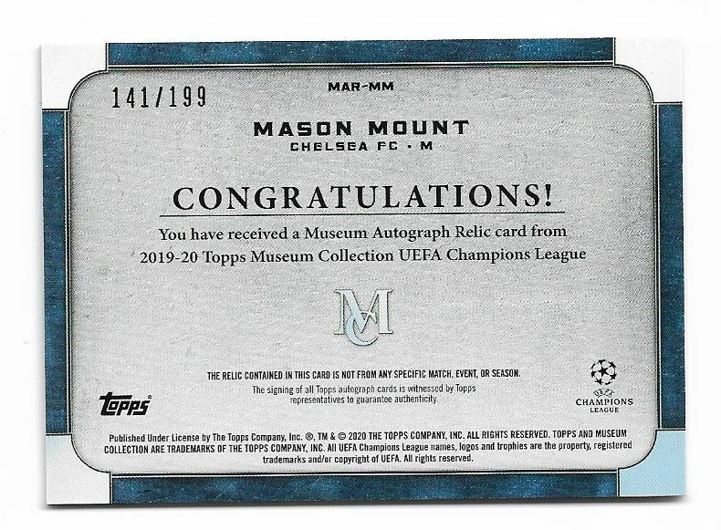 2019-20 Topps ミュージアムコレクション Mason Mount 2019-20 Topps Museum Collection UCL Auto Relics Mason Mount
