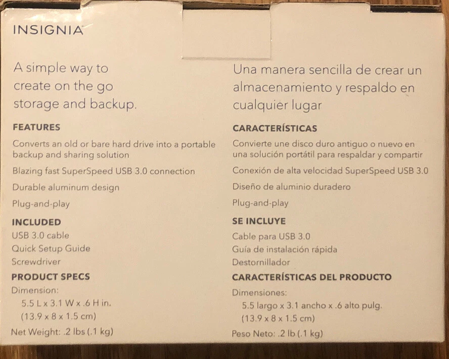 BRAND NEW Insignia Laptop Hard Disk Drive Enclosure 2.5" USB 3.0 - Image 2 of 2