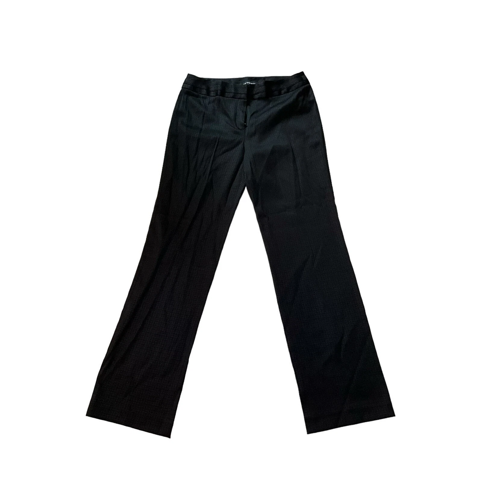 SHARAGANO SZ 8 Black Flat Front Wide Legs Mid Rise Slack Dress Pants NWOT