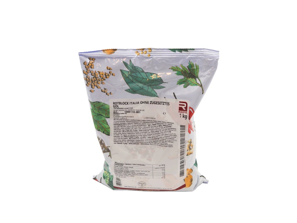 1 kg Raps Rotblock Italia ohne zugesetztes GDL, für Rohwurst schnittfest