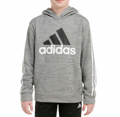 adidas Boy's (Kids) Charcoal Grey Essential Fleece Hoodie (AA7834