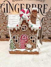 Cupcakes and Cashmere Christmas Gingerbread House LED Light Up Peppermint 9.5  