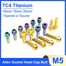 Titanium Anodized Color Tapered or Square M5 Allen Socket Head Cap Bolt Fastener