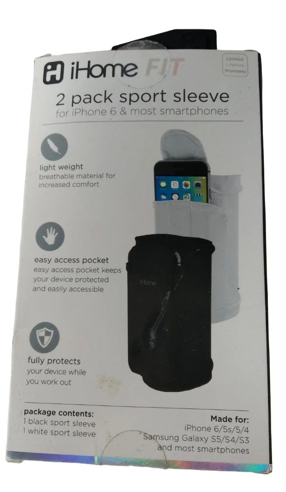 iHome | Paquete de 2 fundas sin cordones L/XL para iPhone 6 - Negro/Blanco Foto 3 de 4