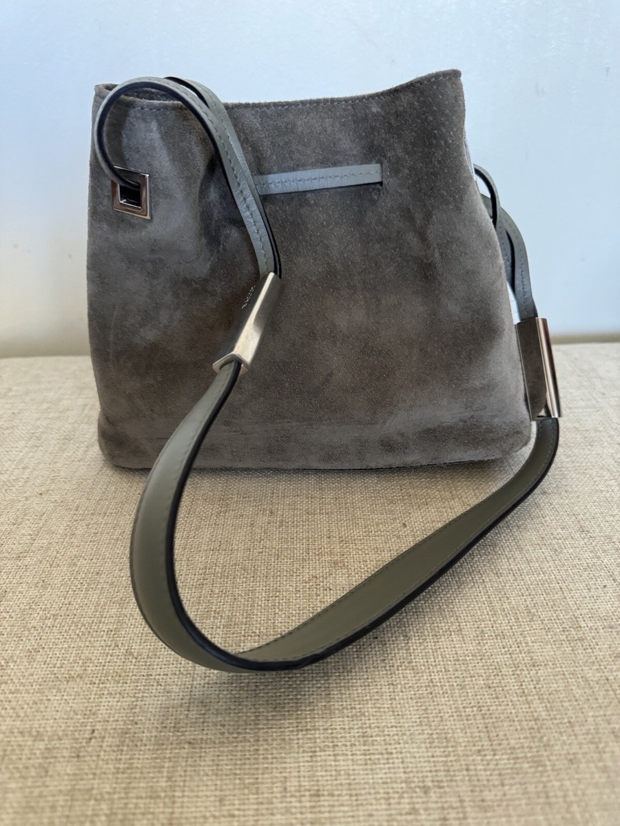 BALLY Sage Green Leather Suede Bucket Drawstring Mini Bag | eBay