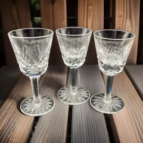 Waterford Crystal Glass Lismore Small 3.5" Liquor / Cocktail / Cordials Set of 3