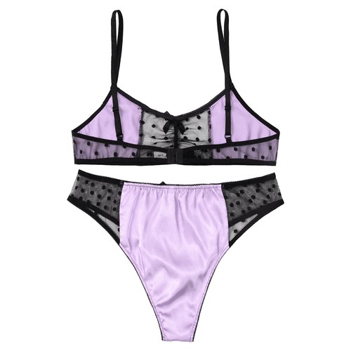 Men See Through Satin Lingerie Set Bra Top with Briefs Thong Underwear Nightwear - Picture 30 of 34