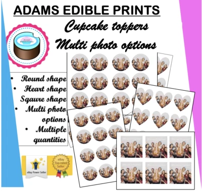 ADAMS EDIBLE PRINTS YOUR OWN EDIBLE PHOTO cupcake toppers ANY personalised image ICING OR WAFER