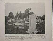 1898 PRINT + TEXT ~ GRAVES OF JONATHAN EDWARDS & AARON BURR PRINCETON NEW JERSEY